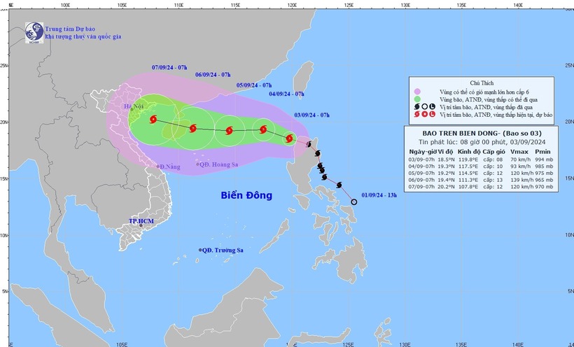 Bão Yagi- cơn bão số 3 vào biển Đông, giật cấp 11, đang mạnh lên