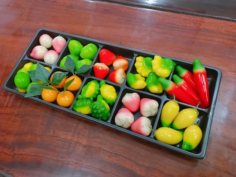 Bánh đậu xanh trái cây.