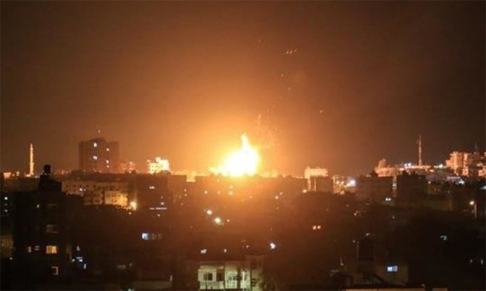 Hình ảnh được cho là vụ nổ khi Israel không kích thủ đô Damascus của Syria hồi tháng 9/2022. Ảnh: Times of Israel