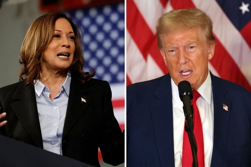 Ông Trump và bà Harris có động thái trái ngược trước thềm tranh luận. Ảnh: Newsweek