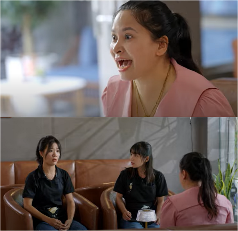 Pu và chị đồng nghiệp bị bà chủ mắng té tát.