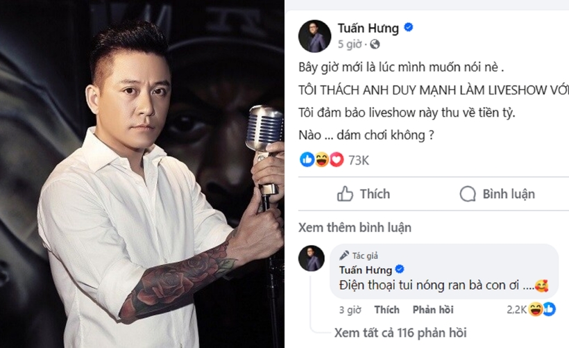 Tuấn Hưng "thách" Duy Mạnh làm liveshow chung.