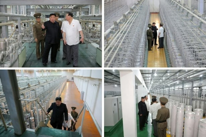 Chủ tịch Triều Tiên Kim Jong Un thị sát Viện Vũ khí Hạt nhân và “cơ sở sản xuất vật liệu hạt nhân cấp độ vũ khí”. Ảnh: News1/ The Chosun Daily