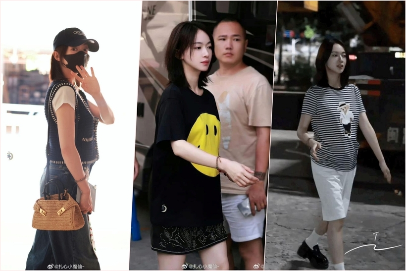 Ngô Cẩn Ngôn gần đây thường xuất hiện với trang phục rộng rãi, vòng 2 của cô lộ rõ, dáng đi thiếu tự nhiên, làm dấy lên tin đồn cô đang mang thai. Ảnh: Weibo