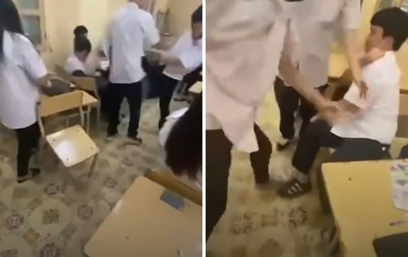 Clip nam sinh Hà Nội bị bạn đánh trong lớp học gây phẫn nộ. Ảnh: Dân Việt