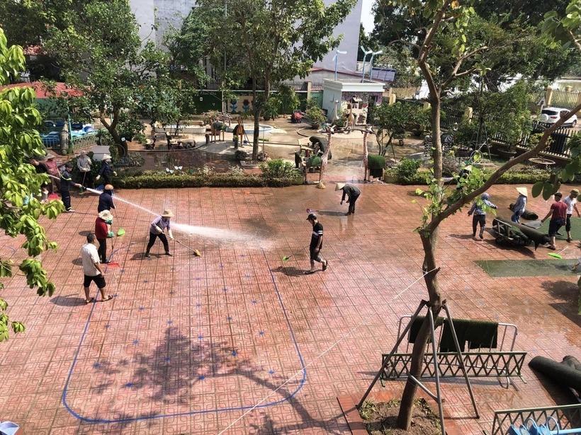 Khuôn viên các trường được dọn dẹp sạch sẽ