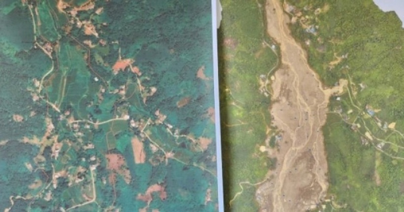 Trận lũ quét kinh hoàng xảy ra lúc 6h ngày 10/9 vùi lấp hơn 30 hộ dân thôn Làng Nủ xã Phúc Khánh, huyện Bảo Yên, Lào Cai. Ảnh: Người Lao Động.