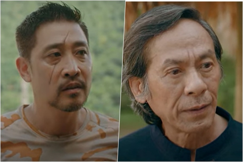 Biểu cảm của Dương "cơ bắp" và ông Cừ khi Hồng nhầm vị trưởng bản này thành Quân "già".