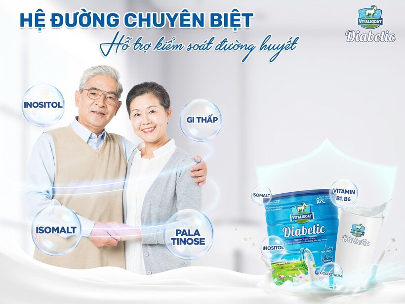 Sữa dê Vitaligoat Diabetic sử dụng hệ đường chuyên biệt cho người tiểu đường