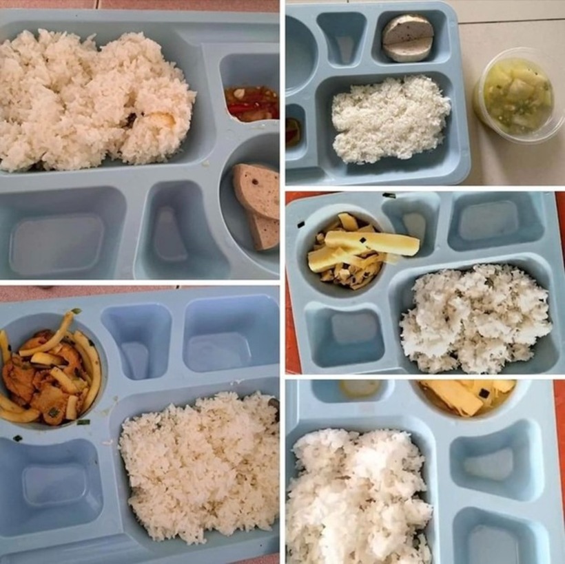 Phần cơm 30.000 đồng của giáo viên Trường mầm non Ánh Dương, bị cho là nghèo nàn. Ảnh: Tiền Phong