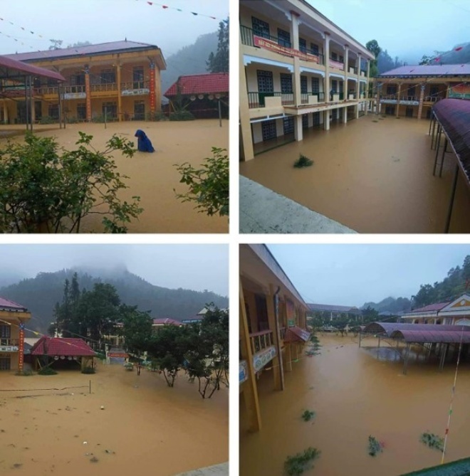 Trường PTDTBT TH&THCS xã Quan Hồ Thẩn, huyện Si Ma Cai chìm trong biển nước