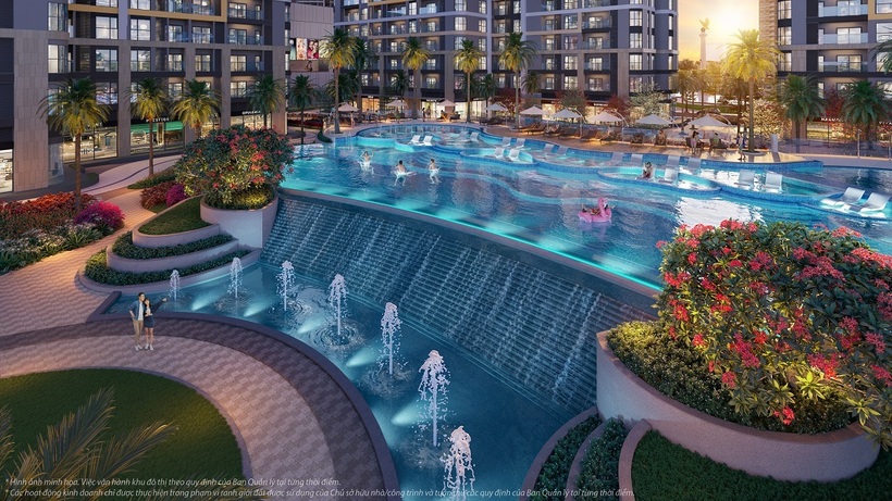 Hồ bơi vô cực 3 tầng tạo điểm nhấn đắt giá cho không gian resort của The Opus One