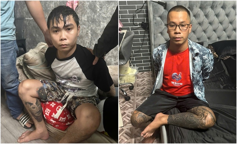 Nguyễn Lưu Đức Hòa và Mai Lê Chí Hiếu. (Ảnh: Công an)