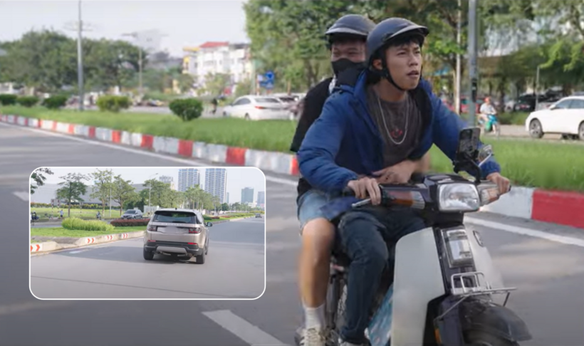 Chải tăng tốc bám theo chiếc ô tô.