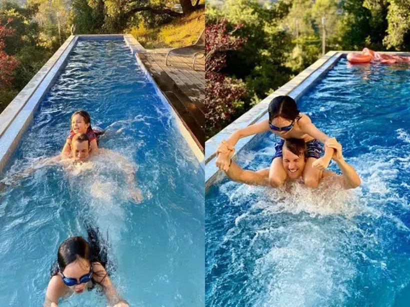 Tại đây còn có bể bơi riêng, phục vụ cho hoạt động thể thao bơi lội của gia đình.