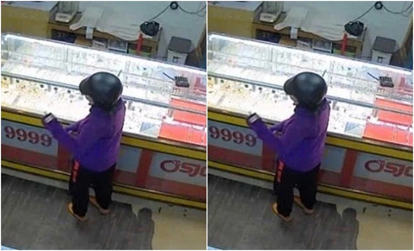 Đối tượng nữ vào tiệm vàng Thanh Đức hỏi mua vàng. (Ảnh: Công an huyện Ea H'leo)