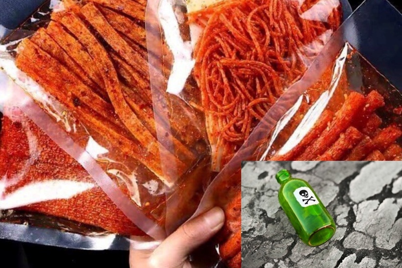 Vương đã sử dụng ống tiêm để nhiều lần tiêm chất độc vào các gói que cay tẩm gia vị bày bán trong chính cửa hàng của mình. Ảnh minh họa.