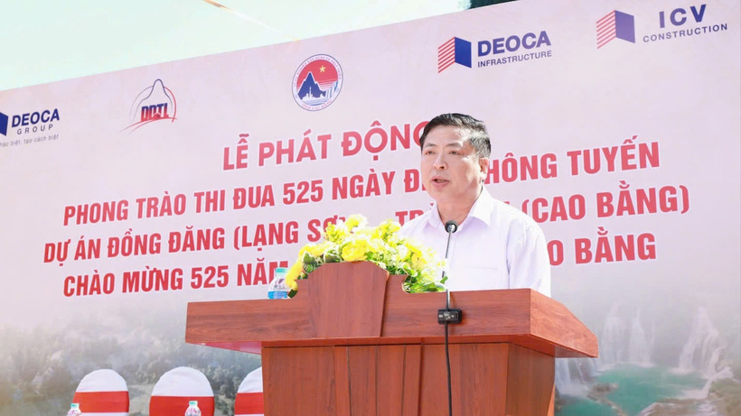 Ông Trần Hồng Minh, Bí thư Tỉnh ủy Cao Bằng phát biểu tại lễ phát động