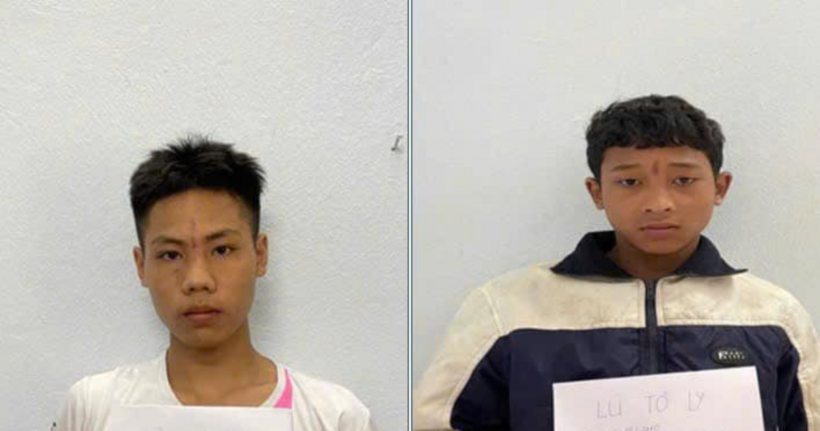 Hai đối tượng tại cơ quan công an. (Ảnh: Công an Lai Châu)