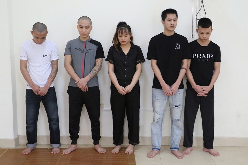 Các đối tượng trong chuyên án bị bắt giữ. Ảnh: Công an Nghệ An