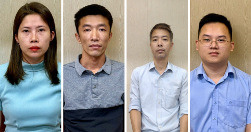4 bị can bị khởi tố và cấm đi khỏi nơi cư trú gồm: Hương, Hưng, Sơn và Nam. (Ảnh: Công an tỉnh Quảng Ninh)