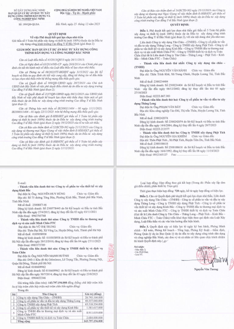 Liên danh Tân Châu - Thăng Long - Phật Tích - Kinh Bắc - Minh Châu - Toàn Châu đã tiết kiệm cho ngân sách tỉnh và các nguồn vốn huy động khác khoảng 44,6 triệu đồng.