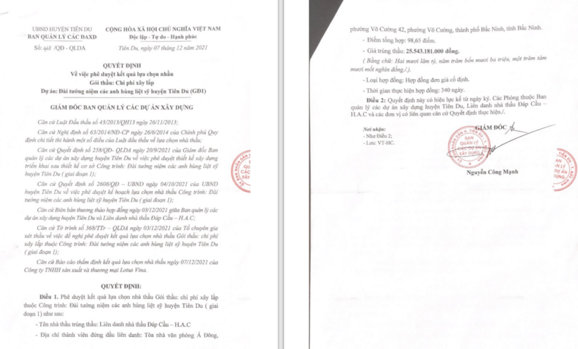 Liên danh Đáp Cầu - H.A.C không có đối thủ cạnh tranh trúng gói thầu trị giá 25,5 tỷ đồng.