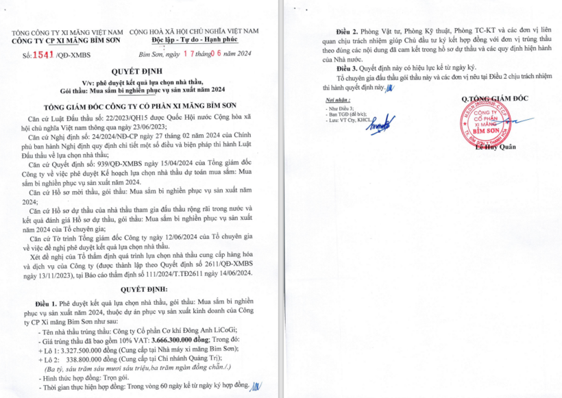 Công ty cơ khí Đông Anh Licogi trúng thầu trị giá hơn 3,6 tỷ đồng, tiết kiệm 0,73%.