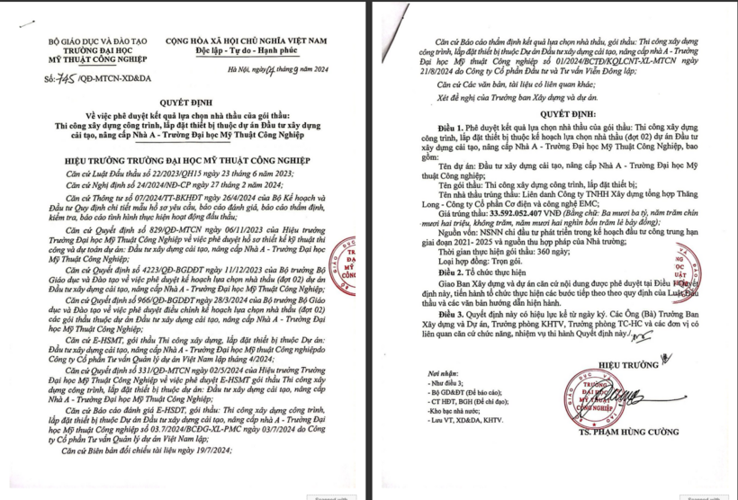 Quyết định số 745/QĐ-MTCN-XD&DA ngày 04/09/2024.