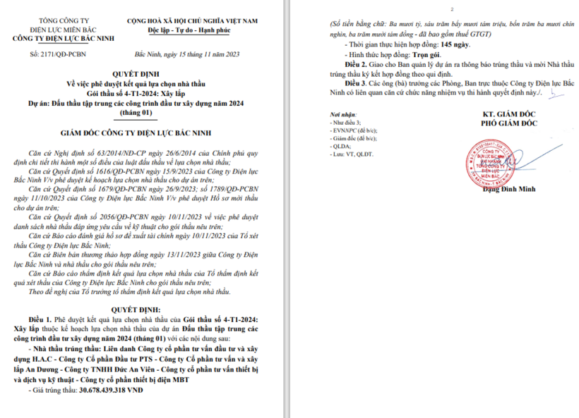 Liên danh H.A.C - PTS - An Dương - Đức An Viên - Dịch vụ kỹ thuật - Điện MBT tiết kiệm cho chủ đầu tư khoảng 428 triệu đồng, đạt tỉ lệ 0,48%.