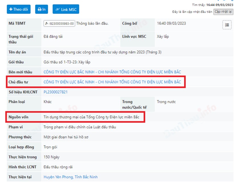 Gói thầu xây lắp trị giá 34,8 tỷ đồng sử dụng nguồn vốn tín dụng thương mại của Tổng Công ty Điện lực miền Bắc.