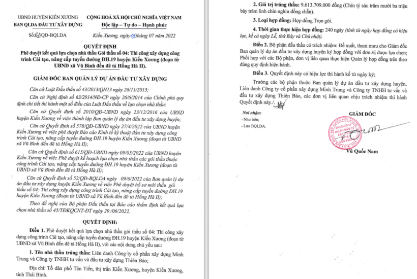 Liên danh Minh Trung - Thiên Bảo một mình tham dự trúng gói thầu trị giá 9,6 tỷ đồng, tiết kiệm 0,10%.