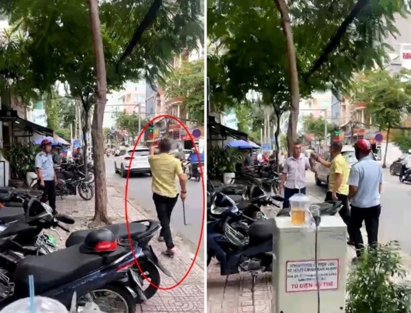 Ông Hoàn đã dùng cây sắt rượt đuổi cán bộ phường. Ảnh: Người Lao Động