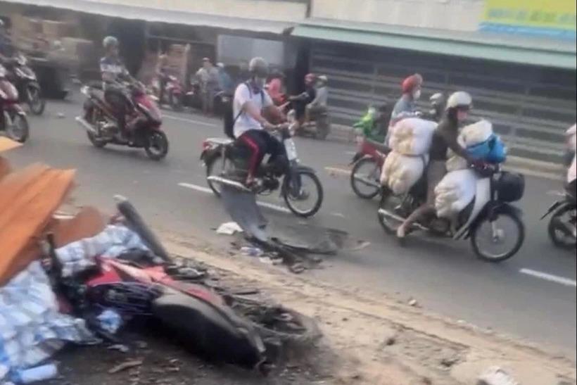 Hiện trường vụ tai nạn giao thông. Ảnh: Dân Trí