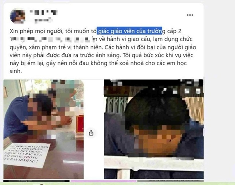 Thông tin thầy giáo bị "tố" xâm hại nữ sinh ở Bình Dương lan truyền mạng xã hội. Ảnh: Lao động