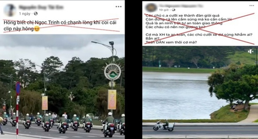 Một số tài khoản mạng xã hội còn so sánh việc tập luyện, biểu diễn của đoàn mô tô với trường hợp vi phạm của người mẫu Ngọc Trinh đã bị xử lý. Ảnh: Báo Người lao động.