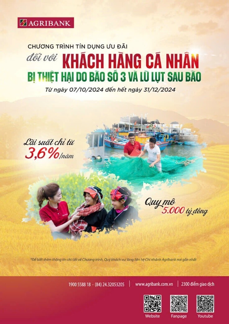 Agribank ưu đãi lãi vay đối với khách hàng bị thiệt hại do bão số 3 và lũ lụt sau bão - 1