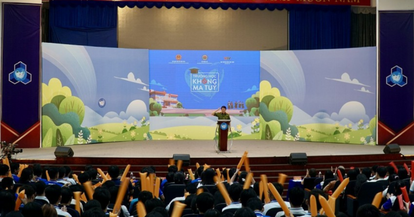 Toàn cảnh cuộc thi Trường học không ma túy dành cho sinh viên các trường đại học.