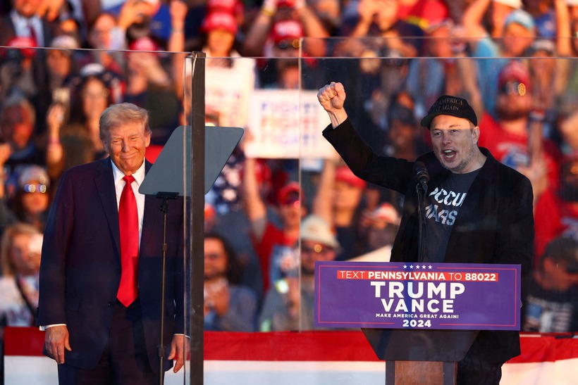 Tỷ phú Elon Musk chi khoảng 75 triệu USD siêu ủy ban hành động chính trị ủng hộ ông Donald Trump. Ảnh: Reuters