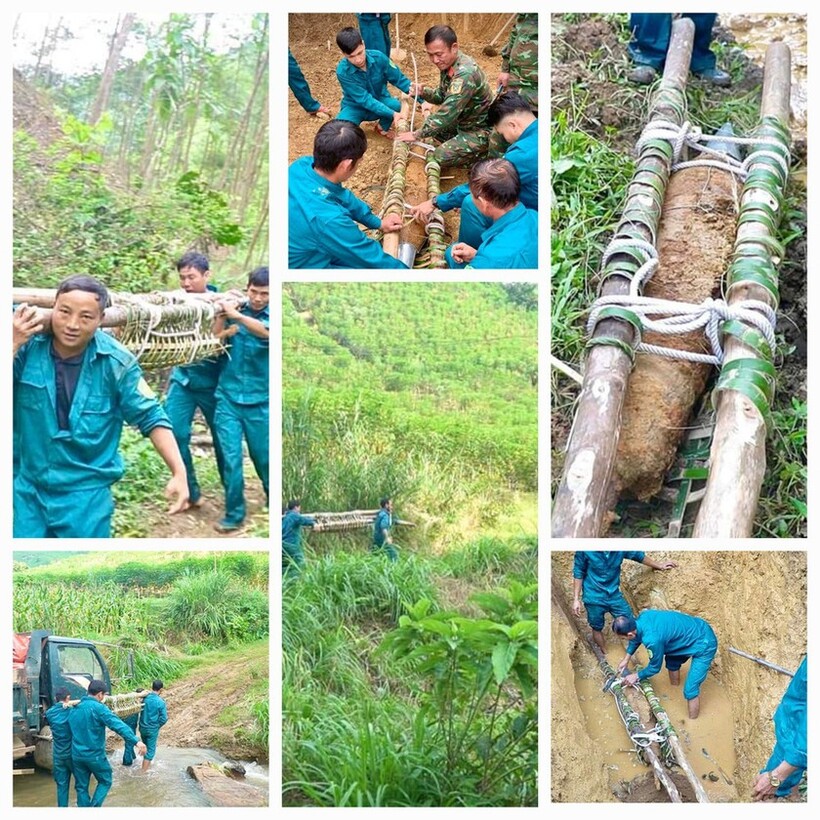 Quá trình lực lượng chức năng Yên Bái hủy nổ thành công quả bom 130kg. (Ảnh: PLVN)