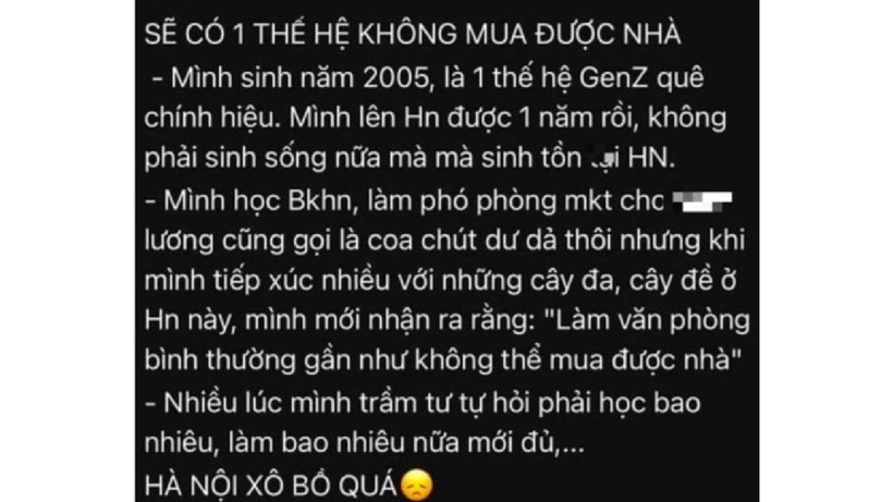 "Sẽ có một thế hệ không mua được nhà". Ảnh chụp màn hình