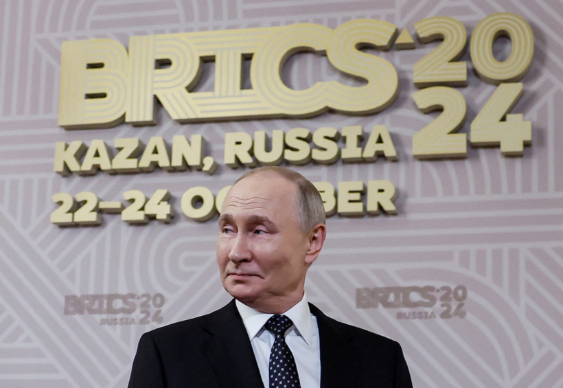 Tổng thống Nga Vladimir Putin tại Hội nghị các Nhà lãnh đạo Nhóm các nền kinh tế mới nổi (BRICS) và BRICS mở rộng. Ảnh: Reuters