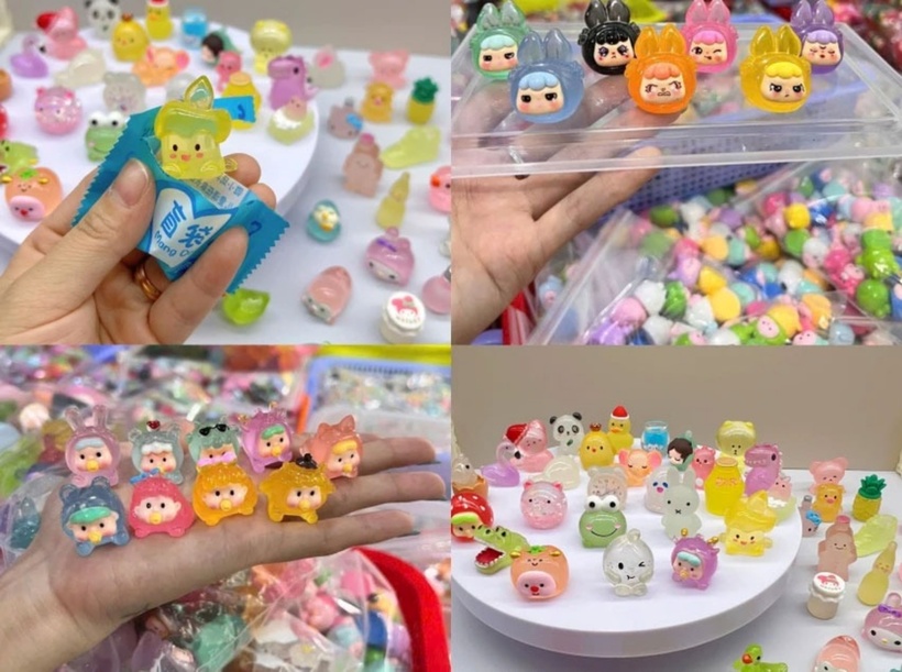 Túi mù bên trong chứa nhiều đồ vật khác nhau có hình dáng đáng yêu, vui nhộn. Ảnh minh họa