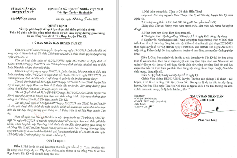 Quyết định số 1405/QĐ-UBND ngày 19/5/2023.