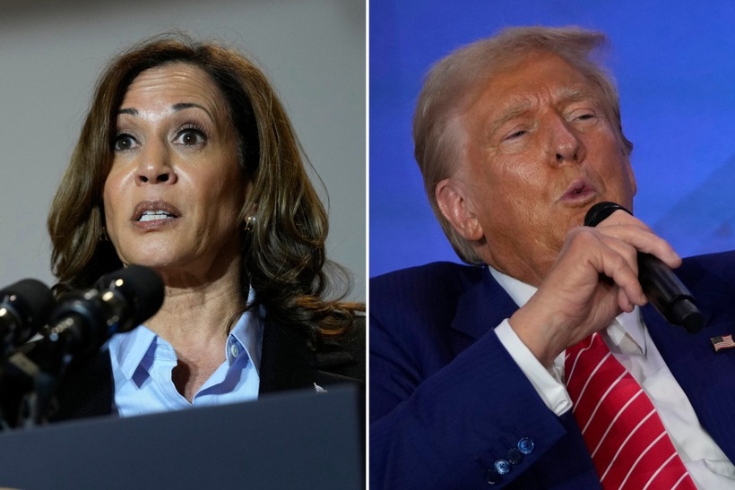 Ông Trump và bà Harris "khẩu chiến" kịch liệt ở chặng nước rút. Ảnh: Newsweek