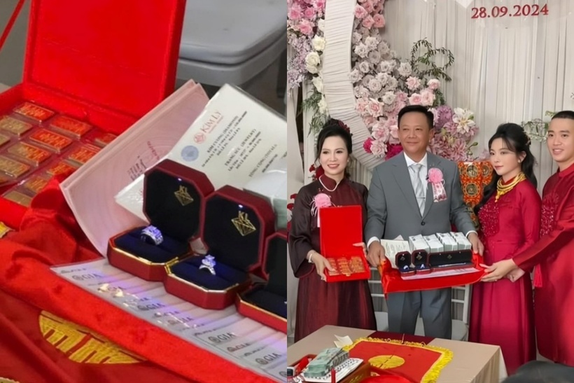Cô dâu Bạc Liêu "rạng ngời" với của hồi môn "khủng" 35 cây vàng, 2 sổ hồng 18 tỷ. Ảnh: Tri thức và Cuộc sống.