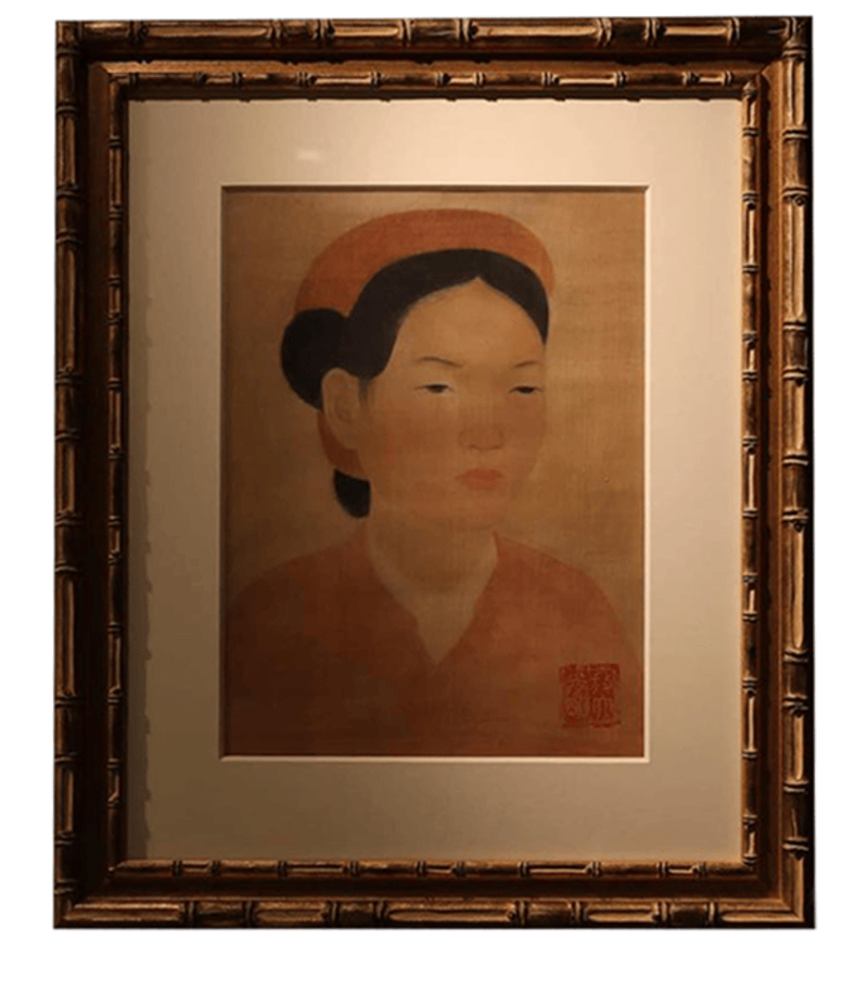 Họa sĩ Vũ Cao Đàm, “Cô gái”, mực và màu trên lụa, 38 x 27 cm. Gõ búa: 90.000$