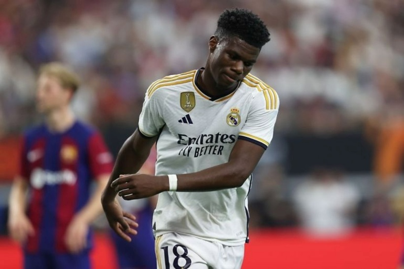 Tchouameni bị bong gân mắt cá chân trái và sẽ cần ít nhất bốn tuần để hồi phục. Ảnh: Football Espana