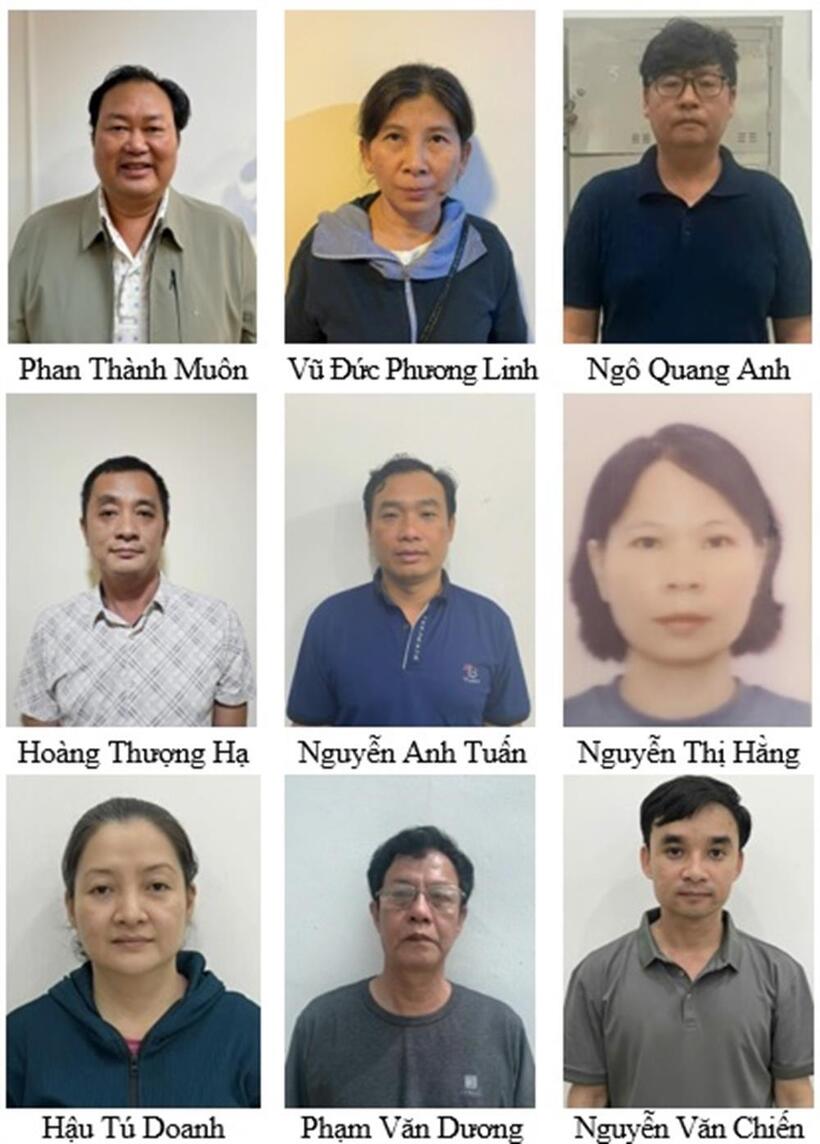 Các bị can trong vụ án. (Ảnh: Bộ Công an)