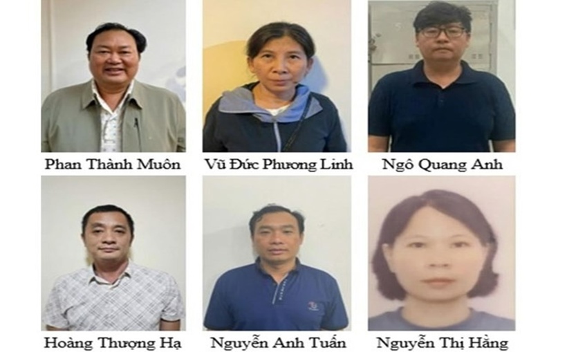 6 trong số 9 người bị C03 khởi tố. (Ảnh: Bộ Công an)